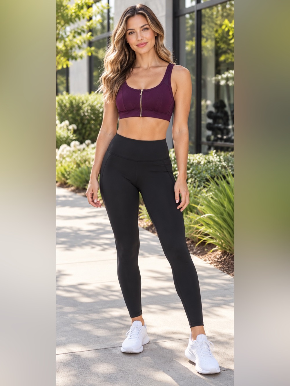 Aerie Mesh Insert Zipper Front Sports Bra Burgundy Red Medium